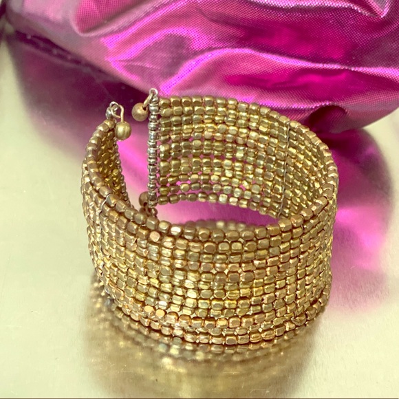 Bronze beaded bangle cuff - Picture 1 of 5